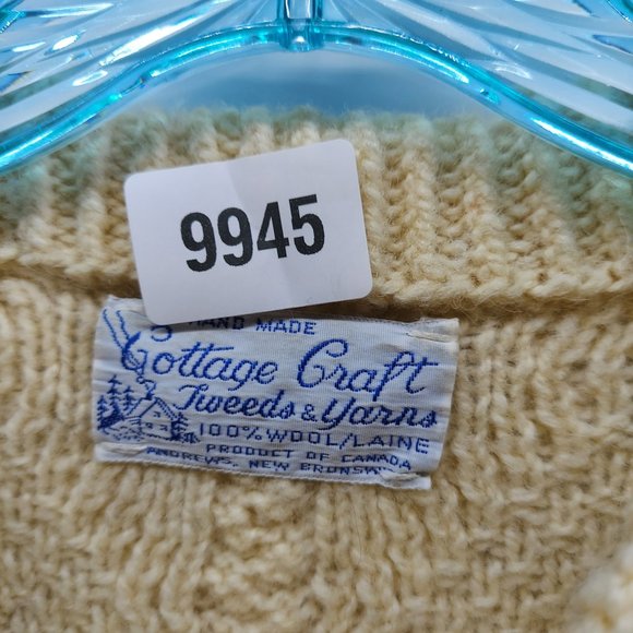 Vintage Cottage Craft Handmade Knit 100% Wool  beige Sweater size large - Picture 4 of 10